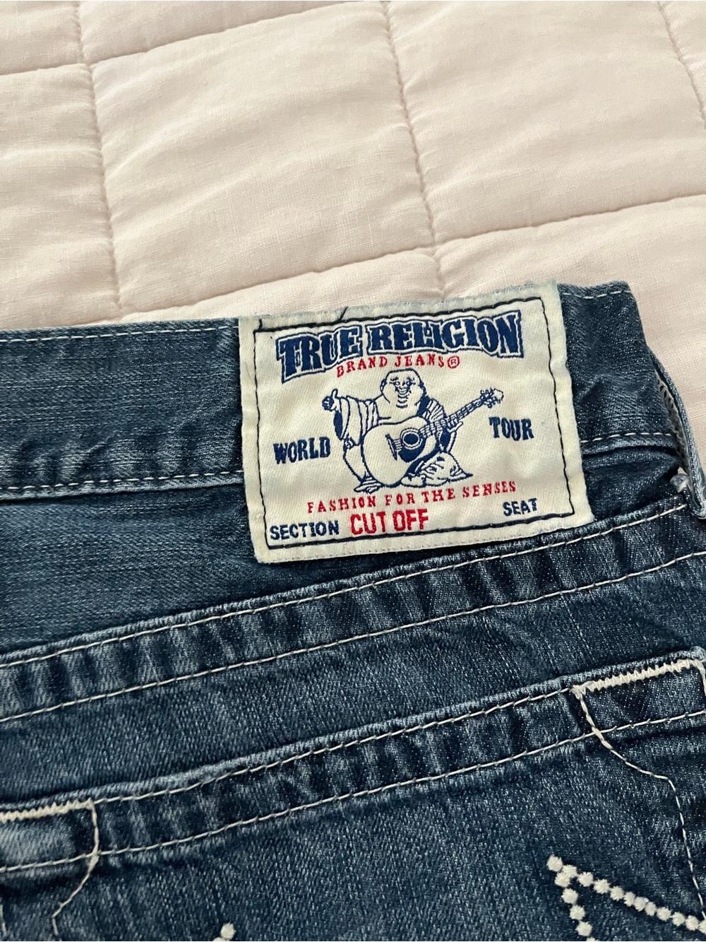 True Religion Blue Denim Jean shorts cut off - Picture 8 of 10